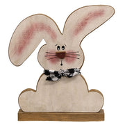 Distressed Sitting Flop Ear Bunny With Scarf on Base