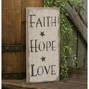 Faith Hope Love Distressed Barnwood Sign