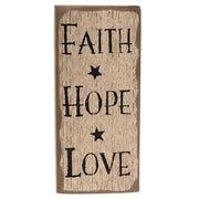 Faith Hope Love Distressed Barnwood Sign
