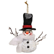 Twig & Sequin Snowman Ornament  (2 Count Assortment)