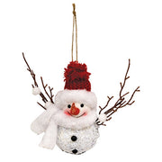 Twig & Sequin Snowman Ornament  (2 Count Assortment)