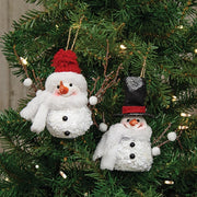 Twig & Sequin Snowman Ornament  (2 Count Assortment)