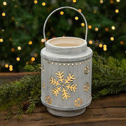 Shabby Chic Snow Metal Snow Flurry Lantern