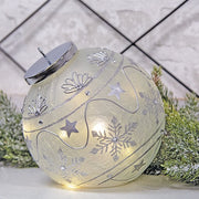 Silver Stripe & Snowflake Light Up Ball Ornament