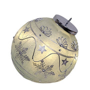 Silver Stripe & Snowflake Light Up Ball Ornament