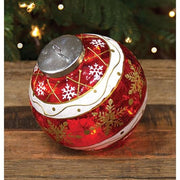Red Stripe & Snowflake Light Up Ball Ornament