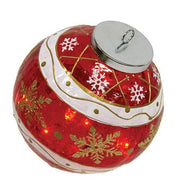 Red Stripe & Snowflake Light Up Ball Ornament