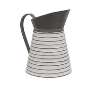 Gray & White Ribbed Distressed Metal Water Pitcher