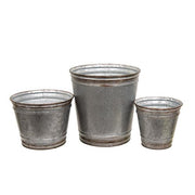 Distressed Metal Plantern Buckets (Set of 3)