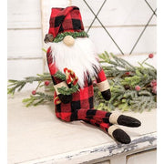 Buffalo Check Long Leg Santa Gnome with Candy Canes