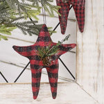 Buffalo Check Folk Star Ornament with Pinecone