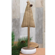 Green Ticking Stripe Christmas Tree on Base - 11"