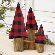 Buffalo Check Christmas Tree on Stump - 7.5"