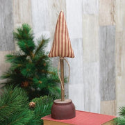 Red Ticking Stripe Christmas Tree on Base - 13"