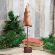 Red Ticking Stripe Christmas Tree on Base - 16"