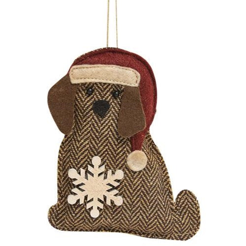 Santa Pup Ornament with Snowflake