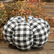 Black & White Gingham Stuffed Pumpkin 6.5"