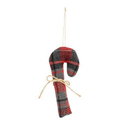 Christmas Plaid Fabric Candy Cane Ornaments  (3 Count Assortment)