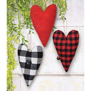 Felt Primitive Heart Pillow Ornaments (Set of 3)