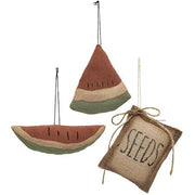 Watermelon Slices & Seeds Ornaments (Set of 3)