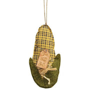 Primitive Fabric Corn Cob Ornament with "Eat" Tag