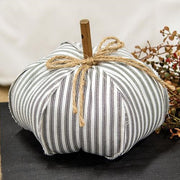 Ticking Stripe Stuffed Pumpkin 8"