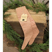 Red Ticking Stripe Fabric Stocking Ornament (Set of 2)