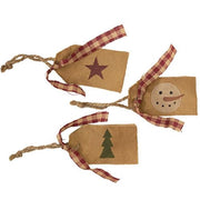 Snowman Tree & Star Christmas Tag Ornaments (Set of 3)