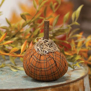 Orange Plaid Mossy Pumpkin - 3"