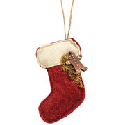 Christmas Stocking with Gingerbread Ornament