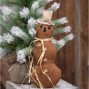 Primitive Tan Snowman with Hat Doll