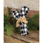 Small Black & White Buffalo Check Fabric Candy Canes (Set of 4)