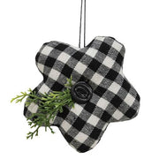 Black & White Buffalo Check Stuffed Felt Flower Ornament