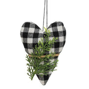 Black & White Buffalo Check Stuffed Felt Heart Ornament