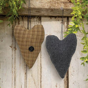 Primitive Stuffed Country Heart Ornaments (Set of 2)