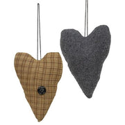 Primitive Stuffed Country Heart Ornaments (Set of 2)