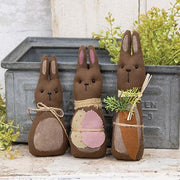 Primitive Chocolate Bunny Family (Set of 3)