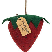 Stuffed Felt "You're Berry Sweet" Strawberry Ornament