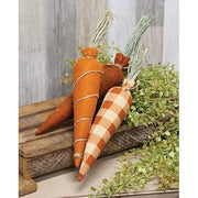 Stuffed Orange Felt & Buffalo Check Carrots (Set of 3)