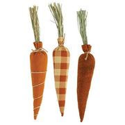 Stuffed Orange Felt & Buffalo Check Carrots (Set of 3)