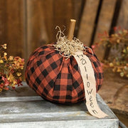 Burnt Orange & Black Stuffed "Halloween" Pumpkin