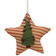 Primitive Tree Red Ticking Star Ornament