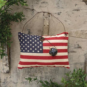 Stuffed Primitive American Flag Ornament with Rusty Bell