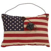 Stuffed Primitive American Flag Ornament with Rusty Bell