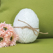 Stuffed White Chenille Egg with Jute Bow