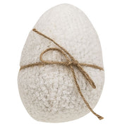 Stuffed White Chenille Egg with Jute Bow