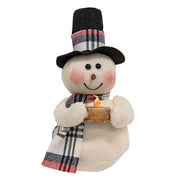 Crimson Top Hat Snowman with Tealight