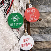 Holiday Sayings Wood Round Ornament  (3 Count Assortment)