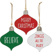 Holiday Sayings Wood Ornament  (3 Count Assortment)