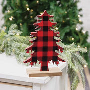 Red & Black Buffalo Check Wood Tree Small